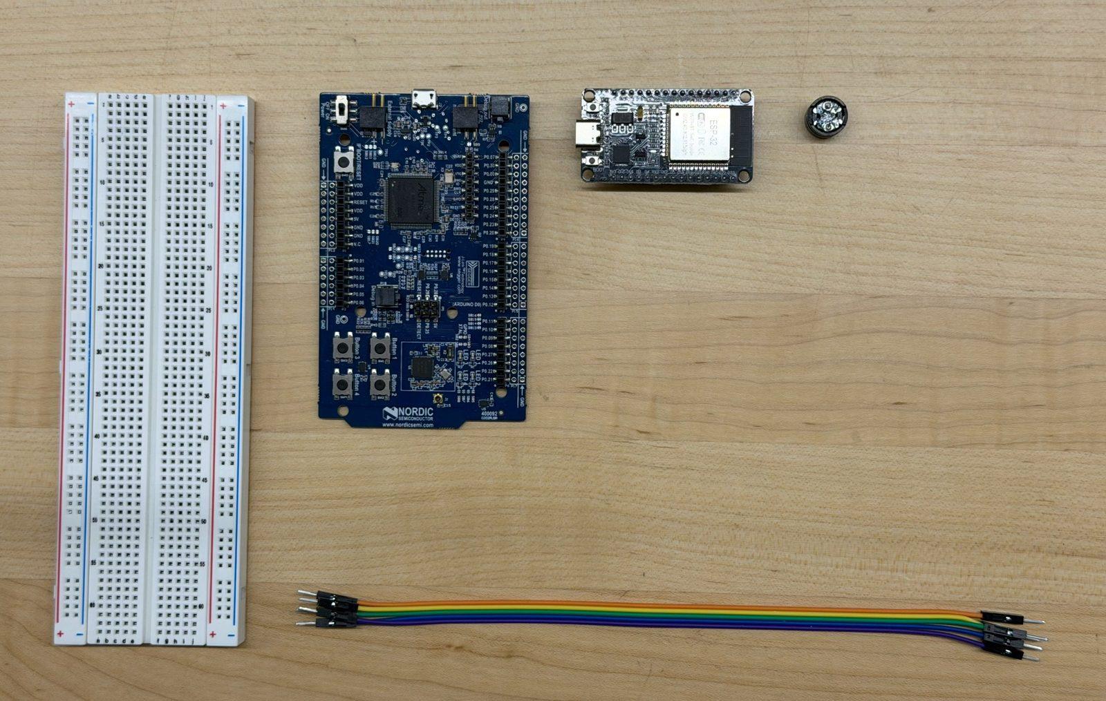 Prototype components on a desk
